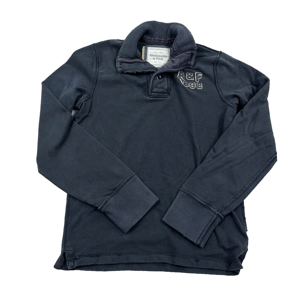 Vintage Y2K‎ Abercrombie & Fitch Sweater Men Large Gray Henley Pullover Faded *